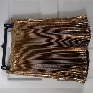 Elie Tahari Metallic Gold Midi Skirt